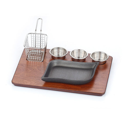 ABM Iron Cast Bodrum Fajita Serving Set Medium Density Fiber (A 210 07) - iFoodservice Online
