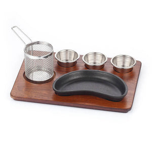 ABM Iron Cast Kidney Shape Fajita Set - Medium Density Fiber (A 151 07) - iFoodservice Online