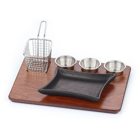 ABM Iron Cast Marmari̇s Fajita Set - Medium Density Fiber (A 209 07) - iFoodservice Online