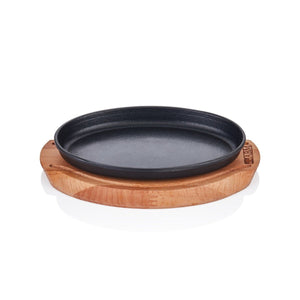 ABM Iron Cast Oval Fajita 23X14cm + Trivet (A 120OV 23A) - iFoodservice Online