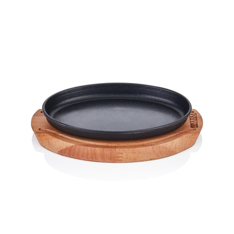 ABM Iron Cast Oval Fajita 23X14cm + Trivet (A 120OV 23A) - iFoodservice Online