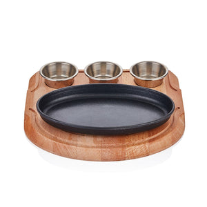 ABM Iron Cast Oval Fajita 23X14cm + Trivet CH (A 120OV 23SA) - iFoodservice Online