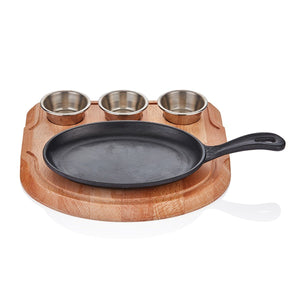 ABM Iron Cast Oval Fajita Skillet 24X17cm + Trivet (A 120SA 24SA) - iFoodservice Online