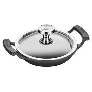 ABM Iron Cast Round A2 Dish 16cm + Stainless Steel Lid (A 120YS 16K) - iFoodservice Online