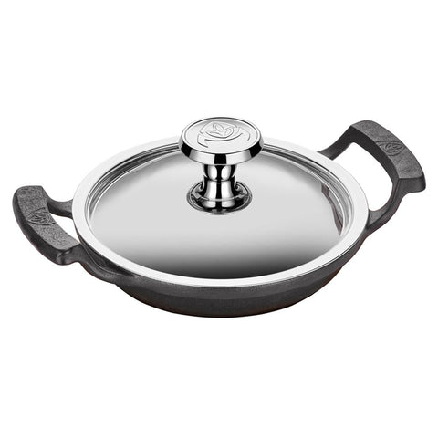 ABM Iron Cast Round A2 Dish 16cm + Stainless Steel Lid (A 120YS 16K) - iFoodservice Online
