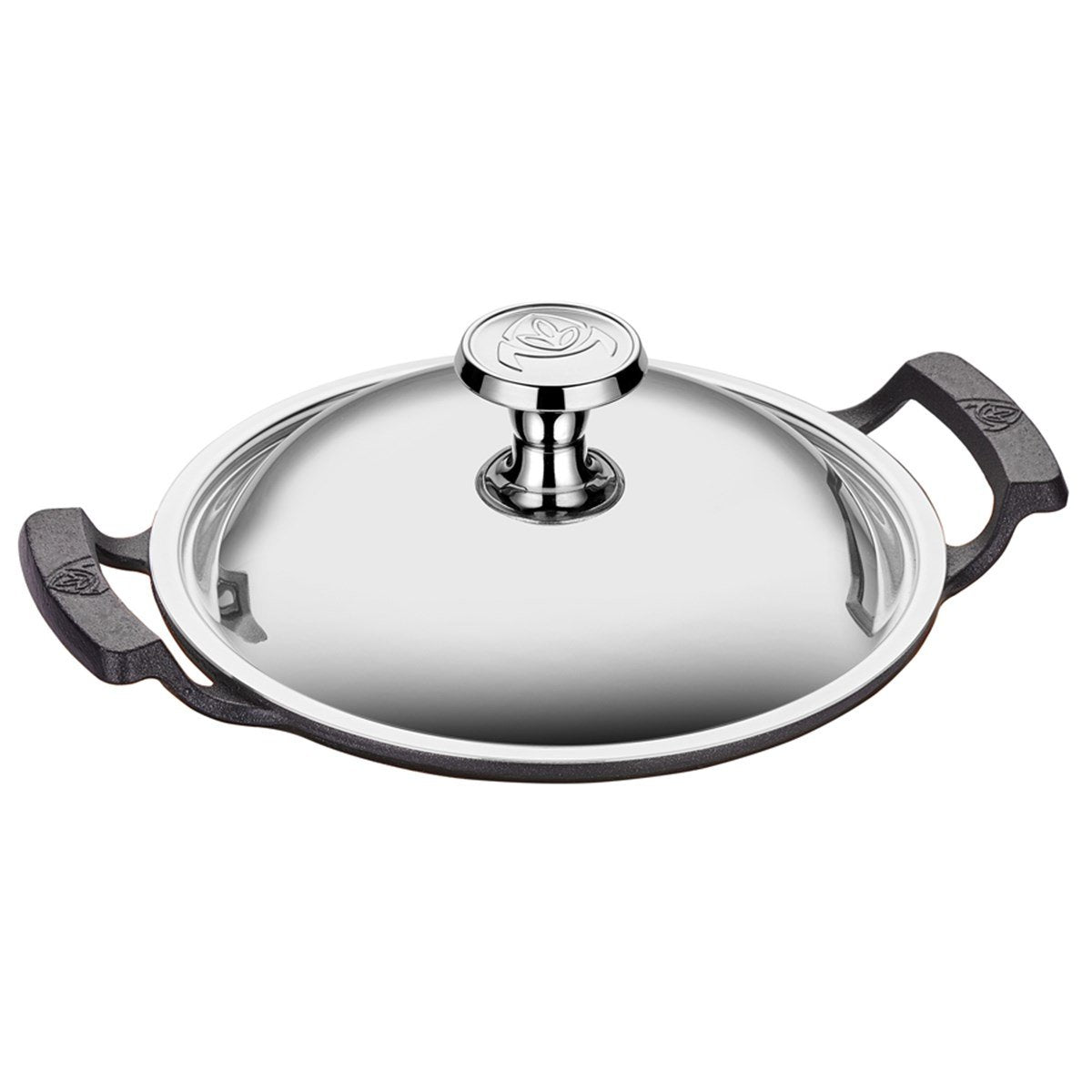 ABM Iron Cast Round Shallow Wok 20cm + Stainless Steel Lid (A 120SK 20K) - iFoodservice Online
