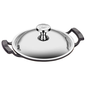 ABM Iron Cast Round Shallow Wok 24cm + Stainless Steel Lid (A 120SK 24K) - iFoodservice Online