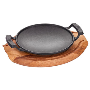 ABM Iron Cast Round Shallow Wok 24cm + Trivet (A 120SK 24A) - iFoodservice Online