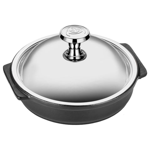 ABM Iron Cast Round Stew Pot 16cm + Stainless Steel Lid (A 120GV 16K) - iFoodservice Online