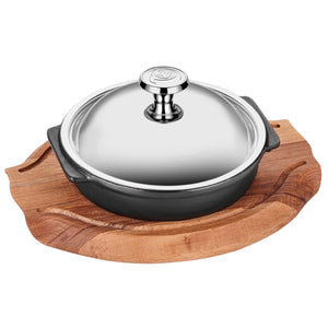 ABM Iron Cast Round Stew Pot 16cm + Stainless Steel Lid + Trivet (A 120GV 16KA) - iFoodservice Online