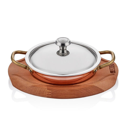 ABM Multi Metal Copper Induction Round Dish 16cm + Trivet + Lid(A 103YS 16KA) - iFoodservice Online
