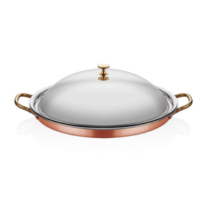 ABM Multi Metal Copper Oval Low Omelet Pan 28*21*6CM + Lid(A 101OS 28K) - iFoodservice Online