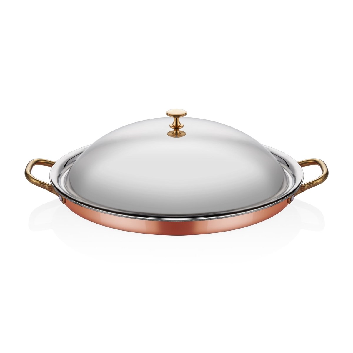ABM Multi Metal Copper Oval Low Omelette Pan 25x17x3cm + Lid(A 101OS 25K) - iFoodservice Online