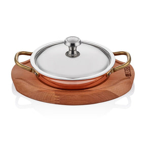 ABM Multi Metal Copper Round Dish 14cm +trivet + Lid(A 101YS 14KA) - iFoodservice Online