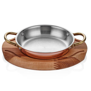 ABM Multi Metal Copper Round Dish Wooden Trivet 12cm(A 101YS 12A) - iFoodservice Online