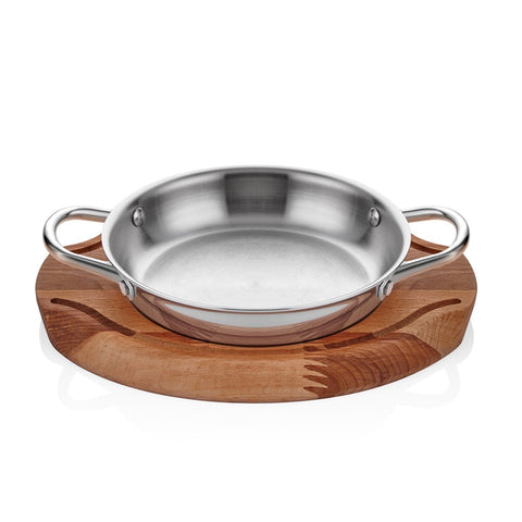 ABM Multi Metal Steel Round Dish 16cm + Trivet (A 104YS 16A) - iFoodservice Online