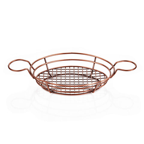 ABM Oval Serving Medium Basket Rustic Copper 28x20cm (A 007B 01) - iFoodservice Online