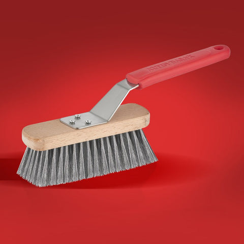 ABM Short Pizza Oven Brush With large Steel Bristle 16x4.5cm (A 320SL 01) - iFoodservice Online