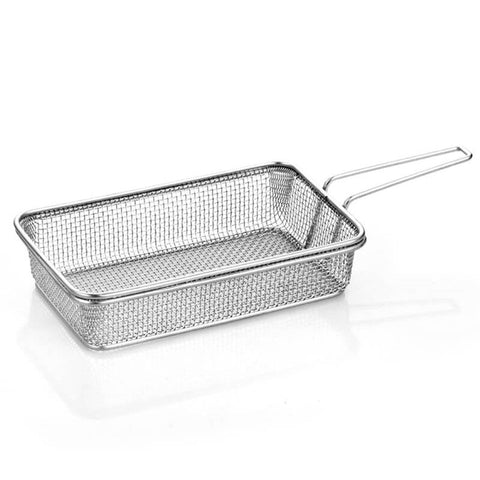 ABM Stainless Steel Rectangle Shallow With Mesh Serving Basket 20x12x4cm (A 015 01) - iFoodservice Online