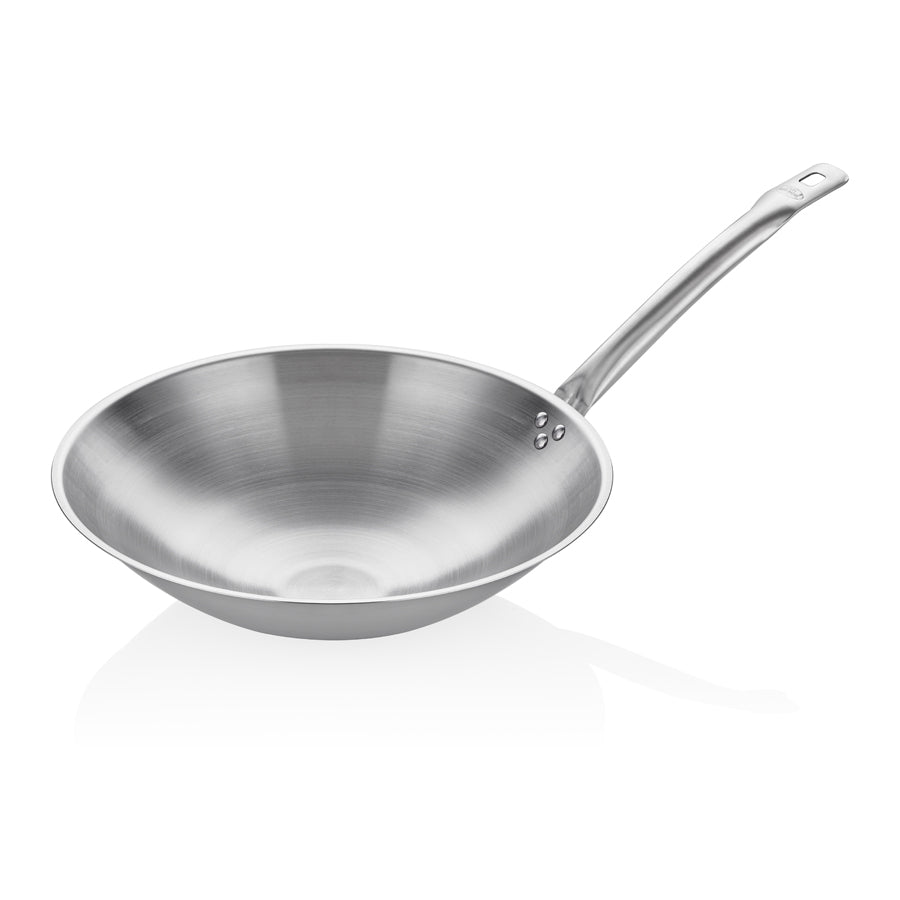 ABM Stainless Steel Round Induction Wok Pan 36cm (A 205 36) - iFoodservice Online