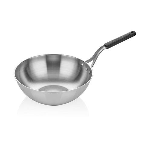 ABM Steel Round Wok Pan With Silicone Handle 28cm (A 107WK 28S) - iFoodservice Online