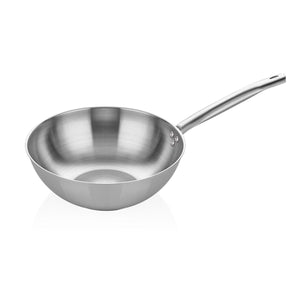 ABM Steel Round Wok Pan With Stainless Steel Handle 28cm (A 107WK 28) - iFoodservice Online