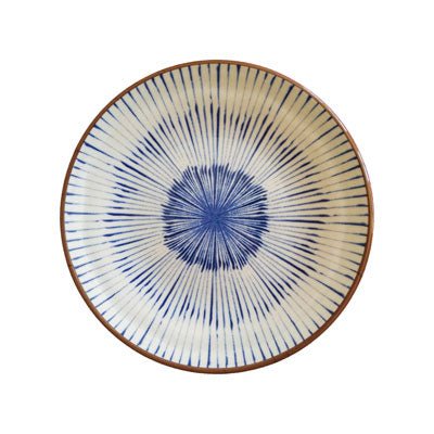 Adrier Cream and Blue With Brown Edge Small Round Plate - 17.5 Cm Ø X 2 Cm High (CHRP17 - CB) - iFoodservice Online