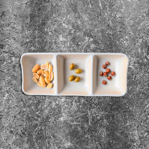 Adrier Ginger Yellow Rectangular bowl w/3 compr - 19 x 8 cm x 2.5 cm height (SRCTB19482 - GIN) - iFoodservice Online
