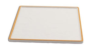 Adrier White With Orange Edge Large Square Platter - 26 X 26 X 1.5 Cm (TTSQP26 - WO) - iFoodservice Online