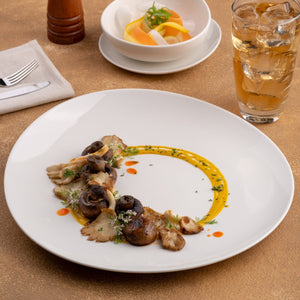 Ariane 12 1/5" Vital Coupe - Warm White Porcelain Elevated Plate - 6/Case (AVCARN000111031) - iFoodservice Online