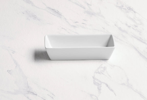Ariane 5 5/7" x 2 3/4" White Panorama Porcelain Deep Rectangle Plate - 12/Case (ARRARN000012014) - iFoodservice Online