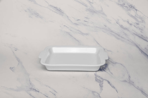 Ariane 8 2/3'' x 7 7/8'' Slow Fast - Warm White Porcelain Burger Plate - 3/Case (AOTARN000011022) - iFoodservice Online