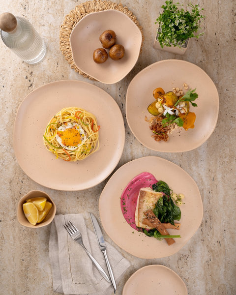 Ariane Earth 10 5/8" Earth - Dark Sand Dots Porcelain Flate Plate - 6/Case (AERARN512011027) - iFoodservice Online