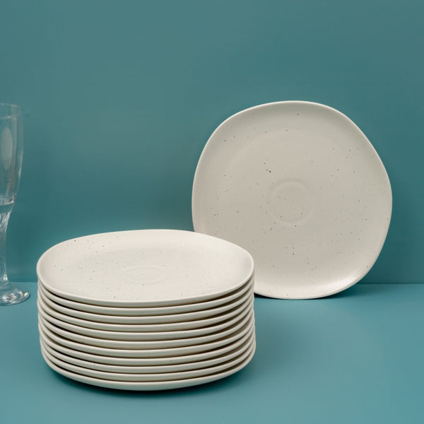 Ariane Earth 10 5/8" Earth - Linen Dotts Porcelain Flate Plate - 6/Case (AERARN508011027) - iFoodservice Online