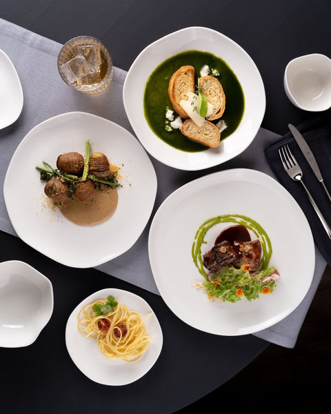 Ariane Earth 9" Earth - Warm White Porcelain Deep Plate - 6/Case (AERARN000012023) - iFoodservice Online