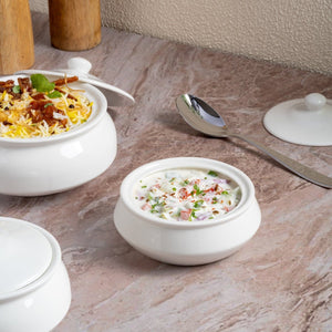 Ariane Gn 10 1/7 Oz Buffet - Warm White Porcelain Handi Bowl And Lid - 4/Case (AGNARN000102004) - iFoodservice Online
