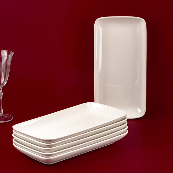 Ariane Gn 11'' x 5 1/2'' Buffet - Warm White Porcelain Rectangle Plate - 6/Case (AGNARN000011028) - iFoodservice Online