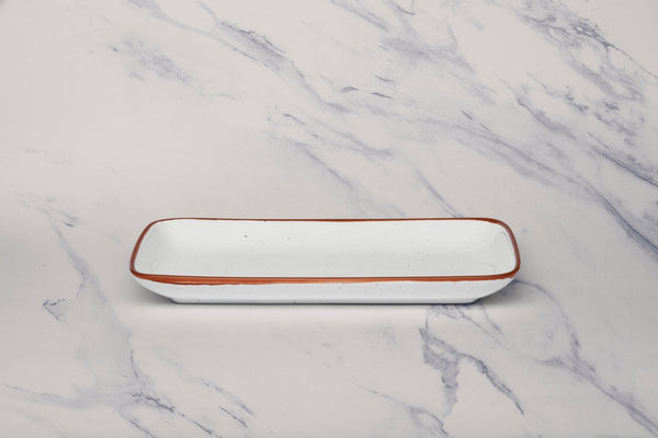 Ariane Gn 11'' x 5 1/2'' Terra Arena White Porcelain Rectangle Plate - 6/Case (AGNARN205011028) - iFoodservice Online