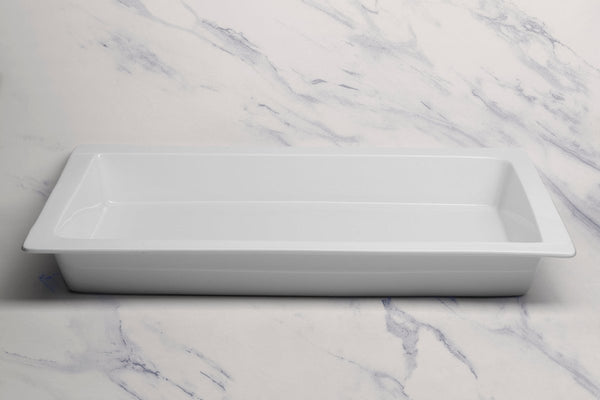 Ariane Gn 20 6/7'' x 13 1/5'' Buffet - Warm White Porcelain Pan 1/1 - 1/Case (AGNARN000100011) - iFoodservice Online