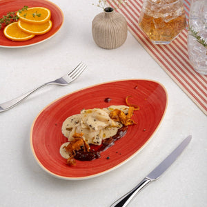 Ariane Island 11 3/7" Twister Red Porcelain Triangle Plate - 6/Case (AISARN204011029) - iFoodservice Online