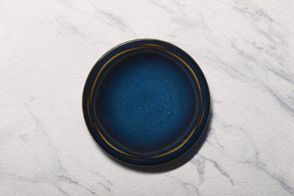 Ariane Laps 9 4/9" Splash Denim Porcelain Flat Plate - 12/Case (ALPARND53011024) - iFoodservice Online