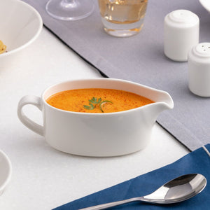 Ariane Prime 11 5/6 Oz Prime - Warm White Porcelain Oval Gravy Boat - 6/Case (APRARN000031035) - iFoodservice Online