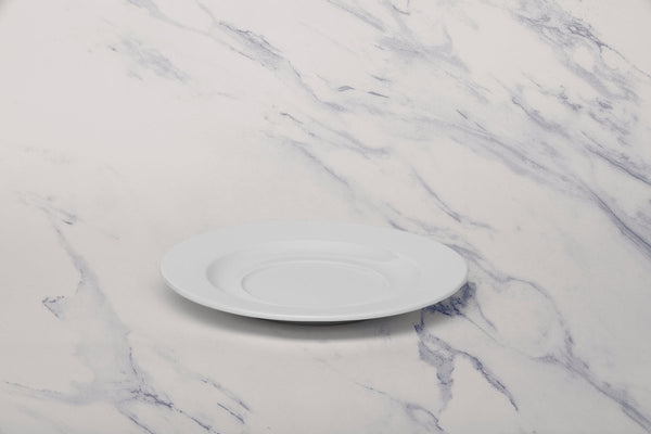 Ariane Prime 6 2/3" Prime - Warm White Porcelain Saucer - 12/Case (APRARN000014017) - iFoodservice Online
