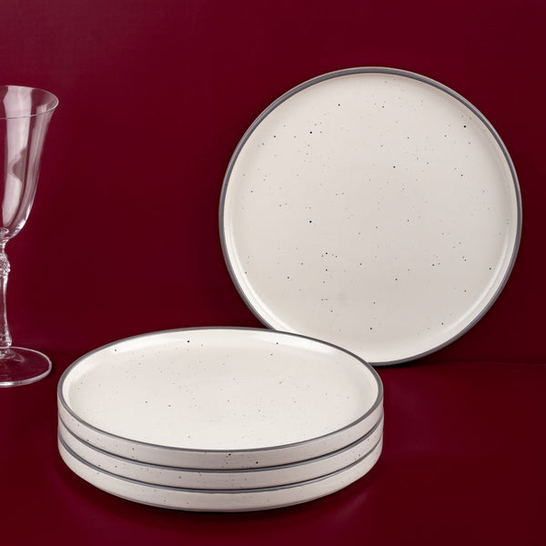 Ariane Selas 10 5/8" Selas - Linen Dots Porcelain Short Rim Stackable Plate - 4/Case (ASEARNA03B11027) - iFoodservice Online