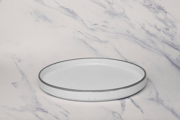 Ariane Selas 9 5/6" Selas - Linen Dots Porcelain Short Rim Stackable Plate - 4/Case (ASEARNA03B11025) - iFoodservice Online