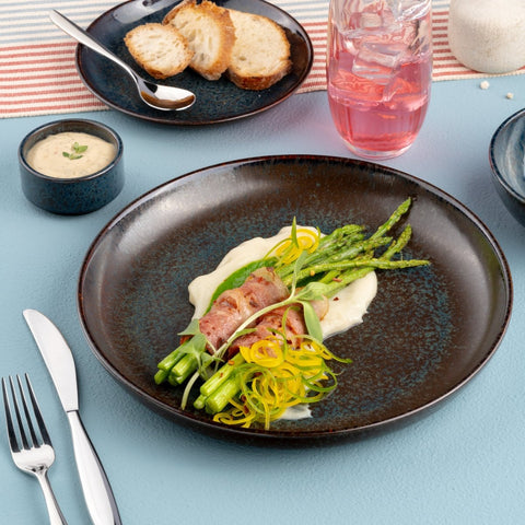 Ariane Titanium 7 7/8" Equinox Porcelain Flat Plate - 12/Case (ATIARND66011020) - iFoodservice Online