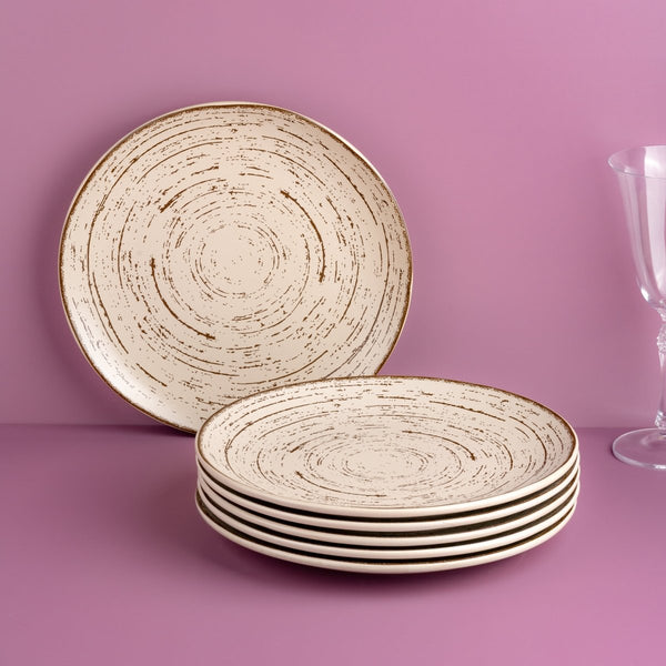 Ariane Vital Coupe 10 5/8" Tornado - Sand Dollar Gray Porcelain Coupe Round Rimless Plate - 6/Case (AVCARN428011027) - iFoodservice Online