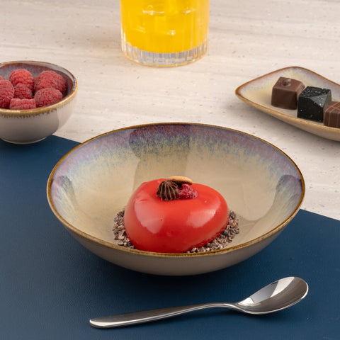 Ariane Vital Coupe 7" Splash Beige Porcelain Coupe Round Deep Plate - 6/Case (AVCARN257012018) - iFoodservice Online