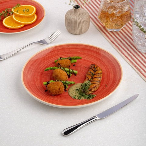 Ariane Vital Coupe 7" Twister Red Porcelain Coupe Round Rimless Plate - 12/Case (AVCARN204011018) - iFoodservice Online