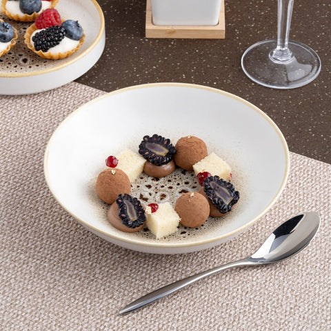 Ariane Vital Coupe 8 1/4" Jaguar White Porcelain Coupe Round Deep Plate - 6/Case (AVCARND52012001) - iFoodservice Online
